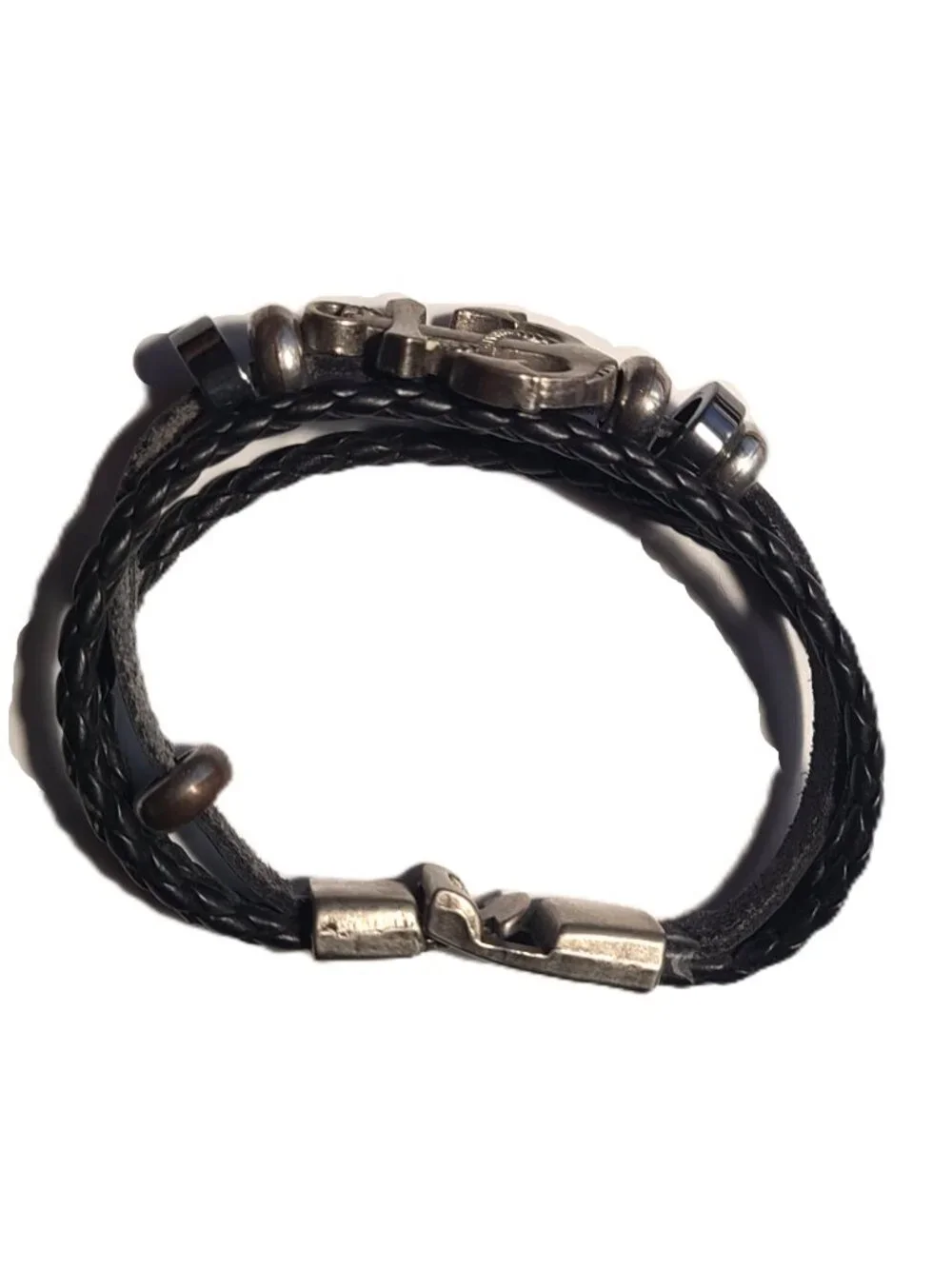 Multiple Strand Black NAVY Miliary Anchor Rope Bead Bracelet Charm Braided